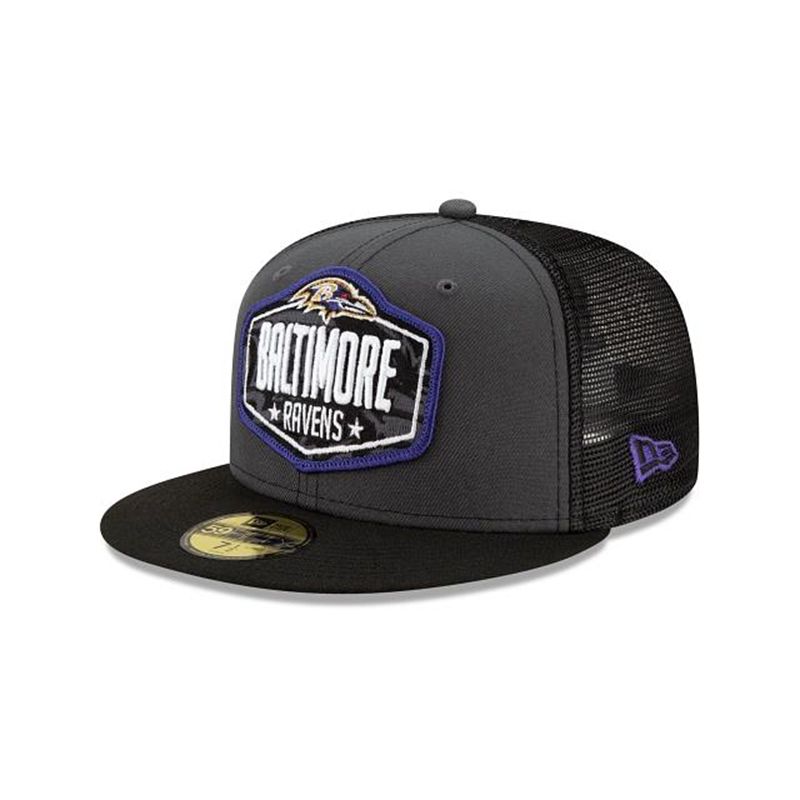 NFL Baltimore Ravens Draft 59Fifty Fitted (LXO0483) - Grey New Era Caps